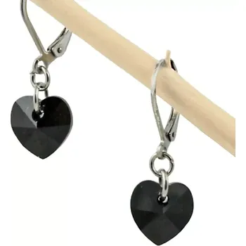 Náušnice Náušnice Swarovski srdíčka černá