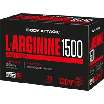 Aminokyselina Kapsle arginin L-Arginine 1500 - 120 kapslí Body Attack 250 g bez příchuti