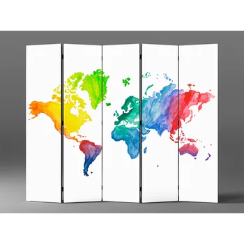 Paraván Paraván mapa světa vodovkami Rozměr: 225 x 180 cm