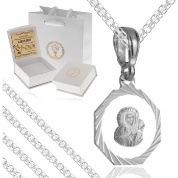 Náhrdelník STŘÍBRNÝ NÁHRDELNÍK K PRVNÍMU SVATÉMU PŘIJÍMÁNÍ ŘETÍZEK MEDAILONEM 925 PRO DÍVKU + GRAVÍROVÁNÍ