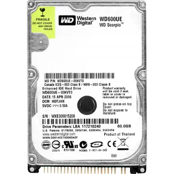 Interní pevný disk Pevný disk Western Digital SCORPIO WD600UE 60GB PATA (IDE/ATA) 2,5"