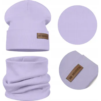 Čepice Jarní dětská souprava ČEPICE NÁKRČNÍK BAVLNA Dvojitá látka FIALOVÁ