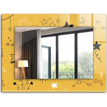 Zrcadlo Zrcadlo do koupelny ložnice obývacího pokoje s potiskem 80x60 Kresby různých hvězd