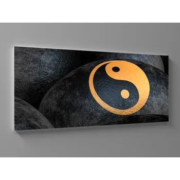 Obraz XXL obraz symbol jin jang na kameni Rozměr: 200 x 100 cm