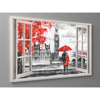 Obraz Obraz okno romantický londýn Rozměr: 60 x 40 cm