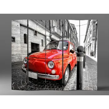 Paraván Retro paraván s červeným autem Rozměr: 225 x 180 cm