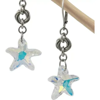 Náušnice Náušnice Swarovski hvězdice Crystal AB s kroužky