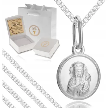 Náhrdelník STŘÍBRNÝ NÁHRDELNÍK K PRVNÍMU SVATÉMU PŘIJÍMÁNÍ MEDAILON 925 PRO DÍVKU GRAVÍROVÁNÍ BIŘMOVÁNÍ