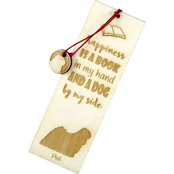 Doplněk ke knize Puli, gravírovaná záložka do knihy se psem, jméno psa