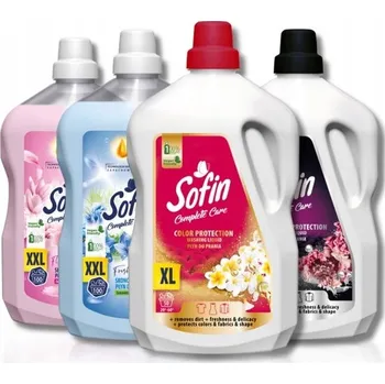 Prací gel SOFIN Prací gel na barevné a černé prádlo XXL + Aviváž Tekutá aviváž MIX 4 x 2,5 l