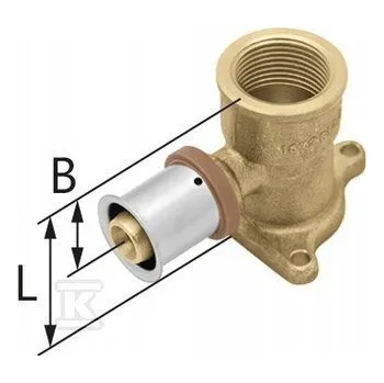 Fitinka Mosazné nástěnné koleno s úchyty VNITŘNÍ ZÁVIT ultraPRESS - 20 Rp3/4" L = 54 mm