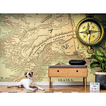 Tapeta Tapeta mapa aljašky a kompas