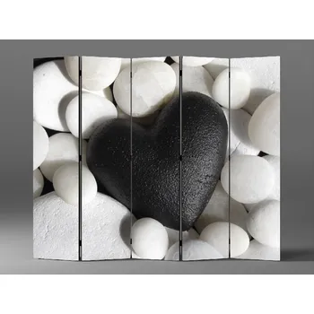 Paraván Paraván srdce black and white Rozměr: 225 x 180 cm