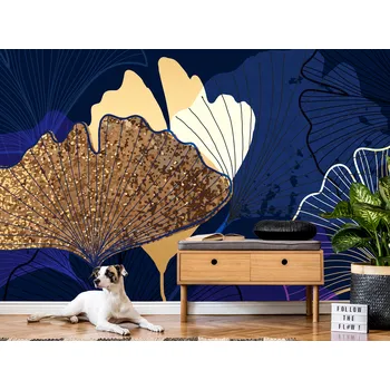 Tapeta Tapeta modro-zlaté květy