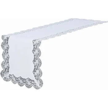 ubrus Bílý ubrus běhoun 85x85 cm čtverec Rosse s krajkou s růžičkami