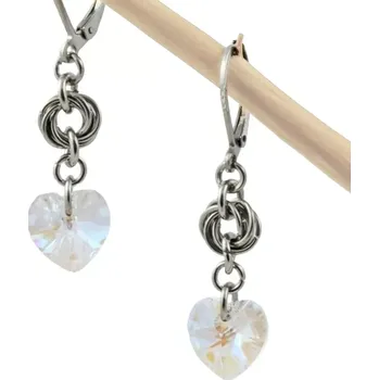 Náušnice Náušnice Swarovski srdíčka čirá s kroužky