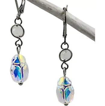 Náušnice Náušnice Swarovski Scarabeus s měsíčním kamenem
