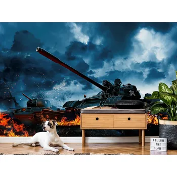 Tapeta Tapeta tank v hořící krajině