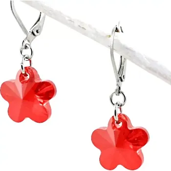 Náušnice Swarovski náušnice červené kytičky