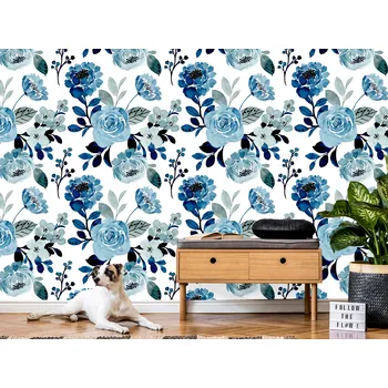 Tapeta Tapeta modré vzory květin