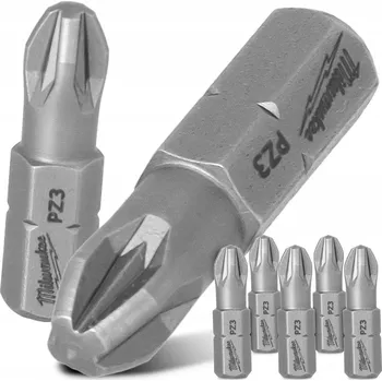 Bit 5x BIT do šroubováku PZ3 25 mm MILWAUKEE Magnetický hrot POZIDRIV KRÁTKÝ