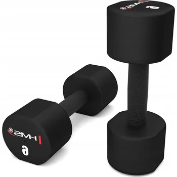 Solidní činky s vroubkovanou ocel rukojetí + polyuretanová sada 2 x 6kg HMS