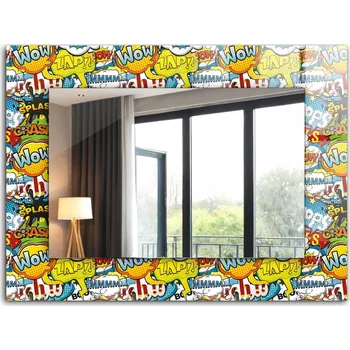 Zrcadlo Dekorativní zrcadlo na zeď s potiskem dekor 80x60 Barevné komiksové bubliny