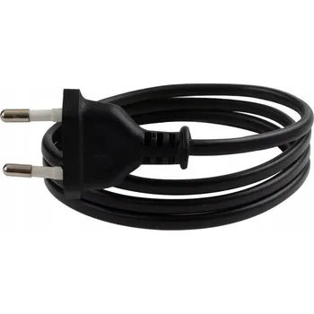 elektrický kabel KABEL 1M ČERNÝ S EURO ZÁSTRČKOU H03VVH2-F 2x0,75 mm2