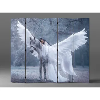 Paraván Paraván okřídlený jednorožec a žena Rozměr: 225 x 180 cm