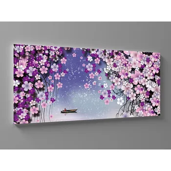 Obraz Obraz růžové květy nad jezerem Rozměr: 60 x 25 cm