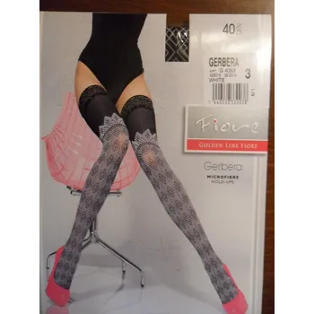 Dámské punčochy Fiore Gerbera 40 den Pučochy grafit-tmavě šedé 2-S (vzorované punčochy černé s grafitovým vzorem)