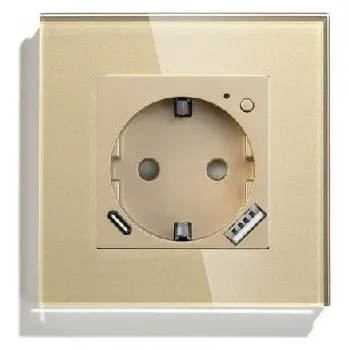 Elektrická zásuvka ELEKTRICKÁ ZÁSUVKA USB A+C 20W WIFI SKLENĚNÁ ZÁSUVKA TUYA MĚŘENÍ SPOTŘEBY ENERGIE