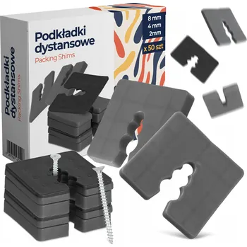 Vrták 150x Distanční podložky 2-8 mm KLÍNY pro vyrovnání, podložky pod šrouby Okie 8W