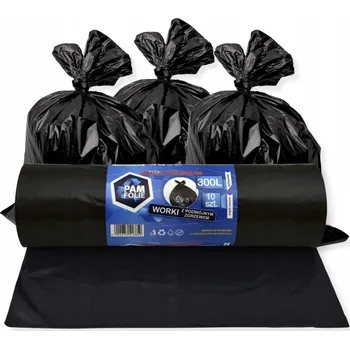 Pytle na odpadky Pytle na odpadky Pam-Folie 300 l černé extra silné 10 ks