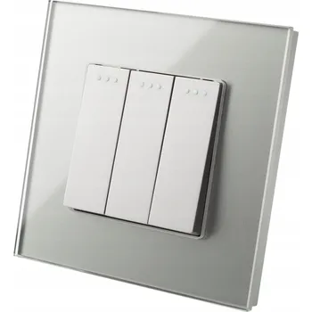 Obraz Trojitý nástěnný vypínač světla šedý s rámečkem LUUNA