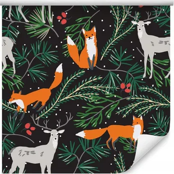 Fototapeta Tapeta pro děti LIŠKY jeleni rostliny příroda