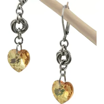 Náušnice Náušnice Swarovski srdíčka zlatá s kroužky