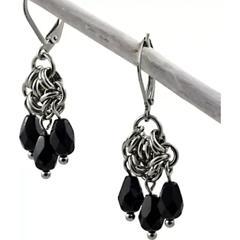 Náušnice Černé náušnice s broušenými kapkami