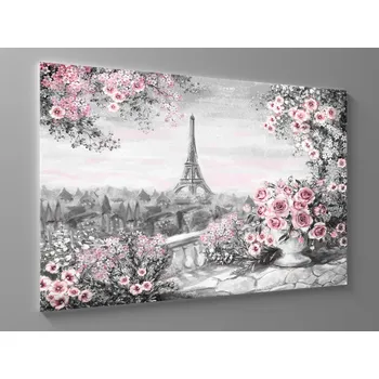Obraz Růžovošedý obraz eiffelova věž Rozměr: 60 x 40 cm