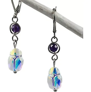 Náušnice Náušnice Swarovski Scarabeus s ametystem