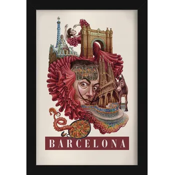 Obraz Stylový obraz v rámu Vintage retro styl Barcelona Sagrada Familia 20x30 cm