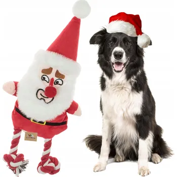 Hračka pro psa Plyšová Hračka pro psa Wesoły Pupil Hračka pro psy VÁNOČNÍ MIKULÁŠ SE ŠŇŮROU plyšová hračka provaz