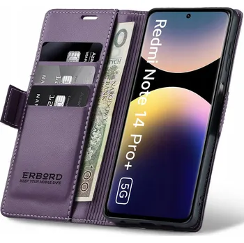 Pouzdro na mobilní telefon Flipové pouzdro Erbord pro Xiaomi Redmi Note 14 Pro 5G / Redmi Note 14 Pro+ 5G / Poco X7 5G fialové