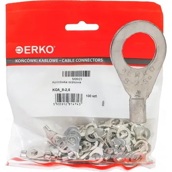 Kabelové oko 100x Měděné kabelové oko 1,5 až 2,5 mm² M8 ERKO KOA