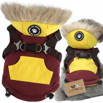 Obleček pro psa BUNDA pro psa S Zimní zateplená kombinéza s POSTROJEM a kapucí 3v1