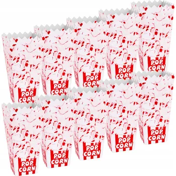 Jednorázové nádobí Popcorn Krabičky 10 Ks. VELKÉ 1,7 l 7x22x10,5 cm Kartonové Krabičky
