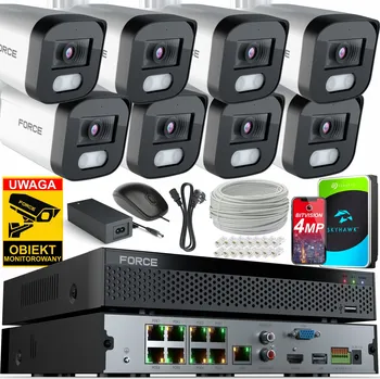 Bezpečnostní kamera FORCE Sada monitoringu 8x IP kamera 4MPx 2K, HDD 1TB, POE rekordér