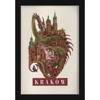 Obraz Nástěnný obraz rám Vintage retro styl Krakov Kostel Panny Marie Drak 20x30 cm