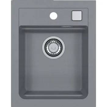 Granitový dřez Jednokomorový granitový dřez Alveus šedý/stříbrný, vestavný + sifon s ovládáním pop-up