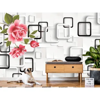 Tapeta Tapeta abstrakce růže a čtverce